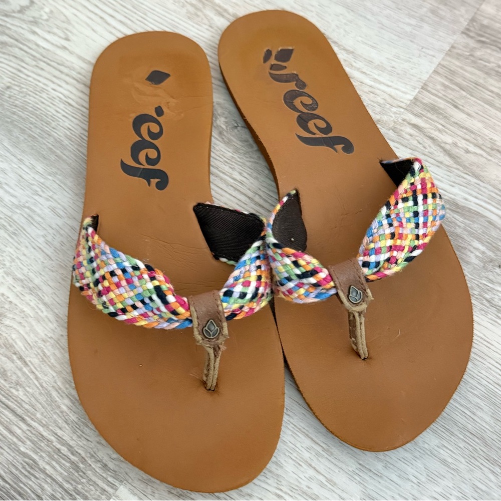 Reef Mallory Scrunch sandals flip flops colorful hard to find size 7